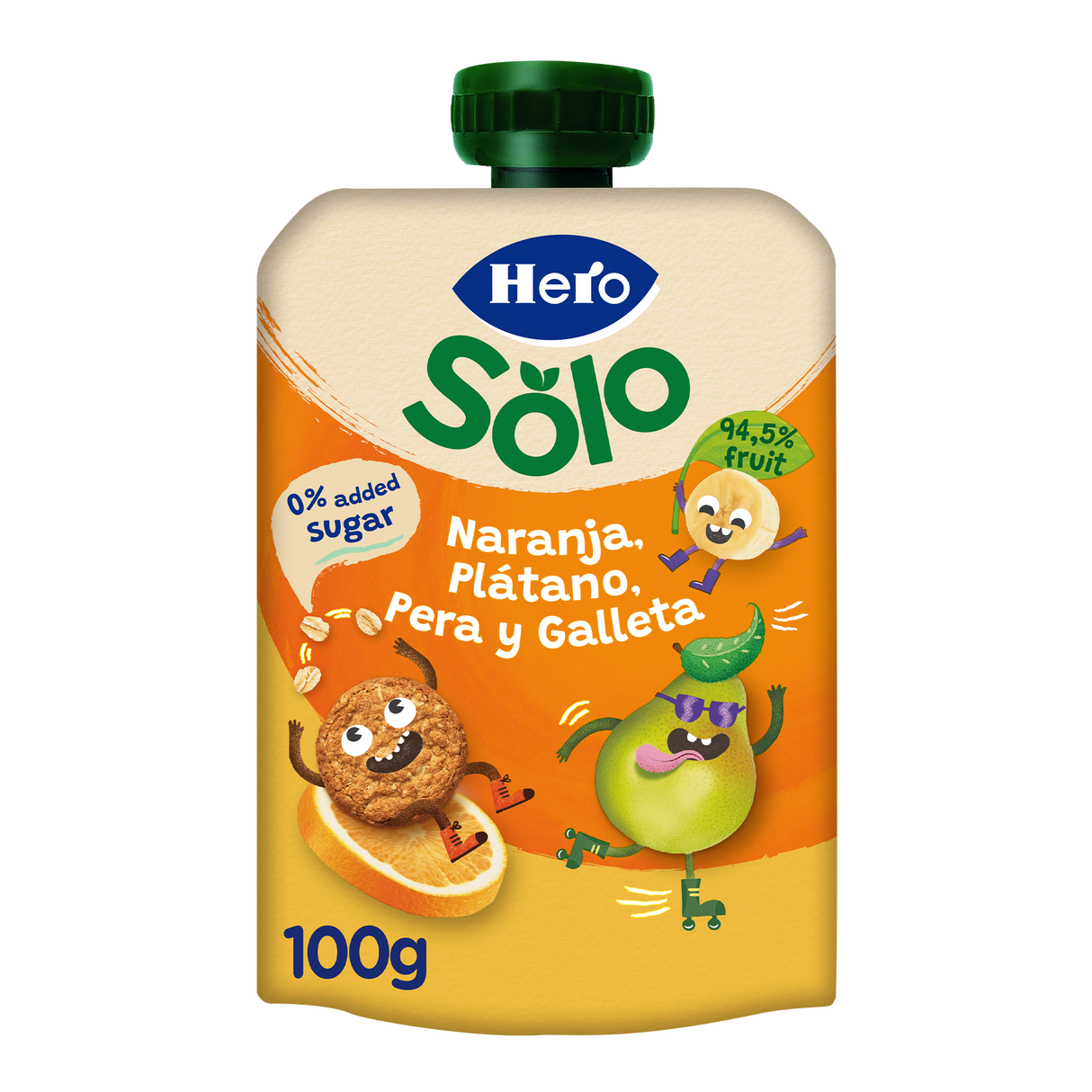 Bolsita Hero Solo naranja plátano pera y galleta