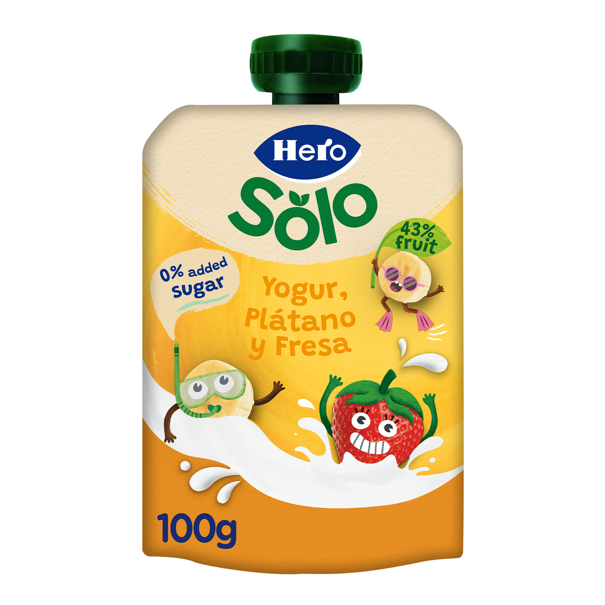 Saqueta Hero iogurte com banana e morango