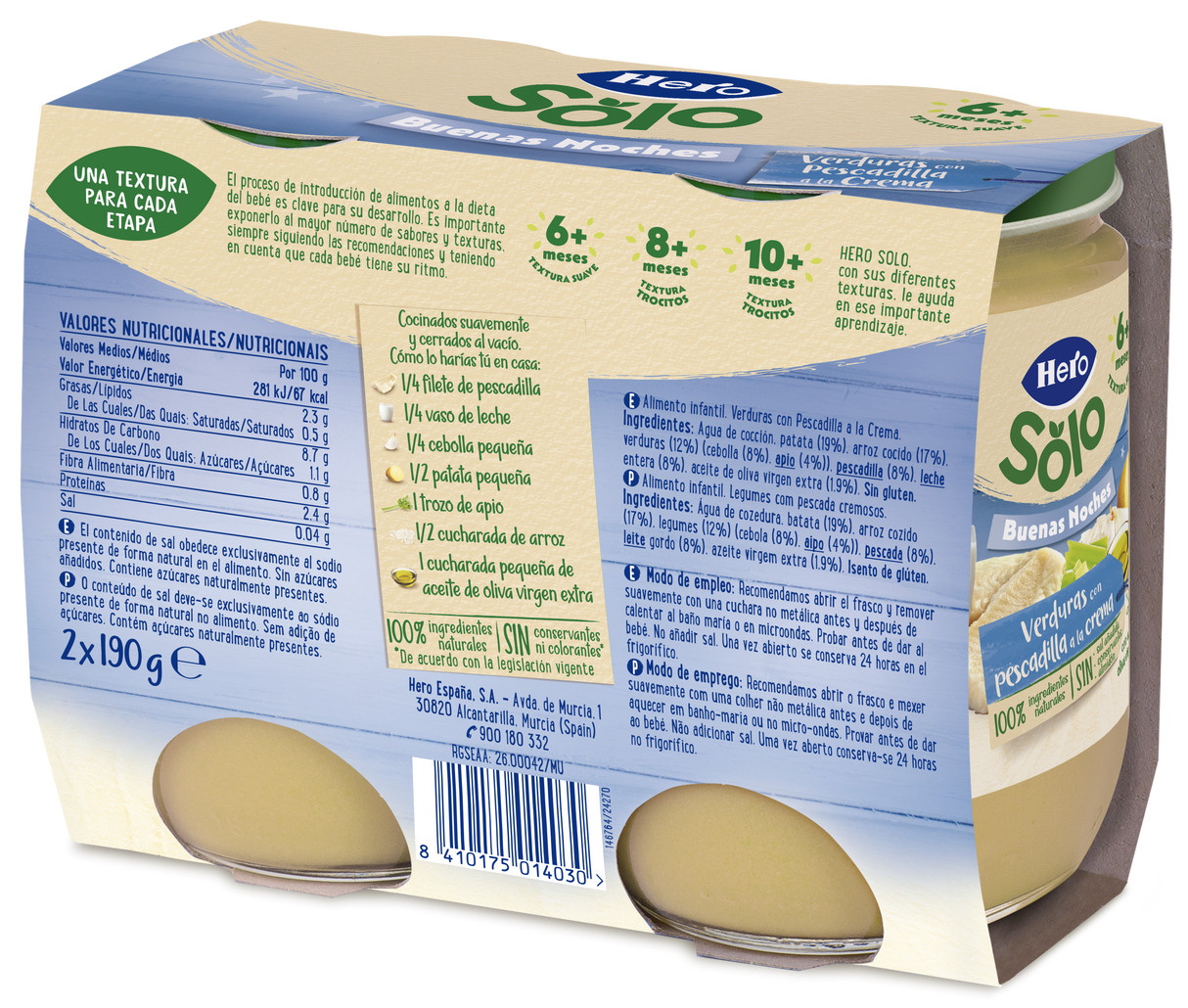 Tarrito Hero Solo verduras con pescadilla a la crema