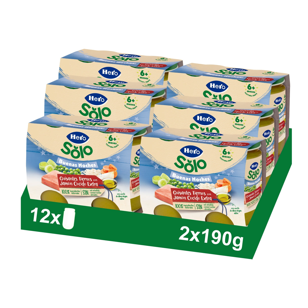 Tarrito Hero Solo guisantes tiernos con jamón cocido extra