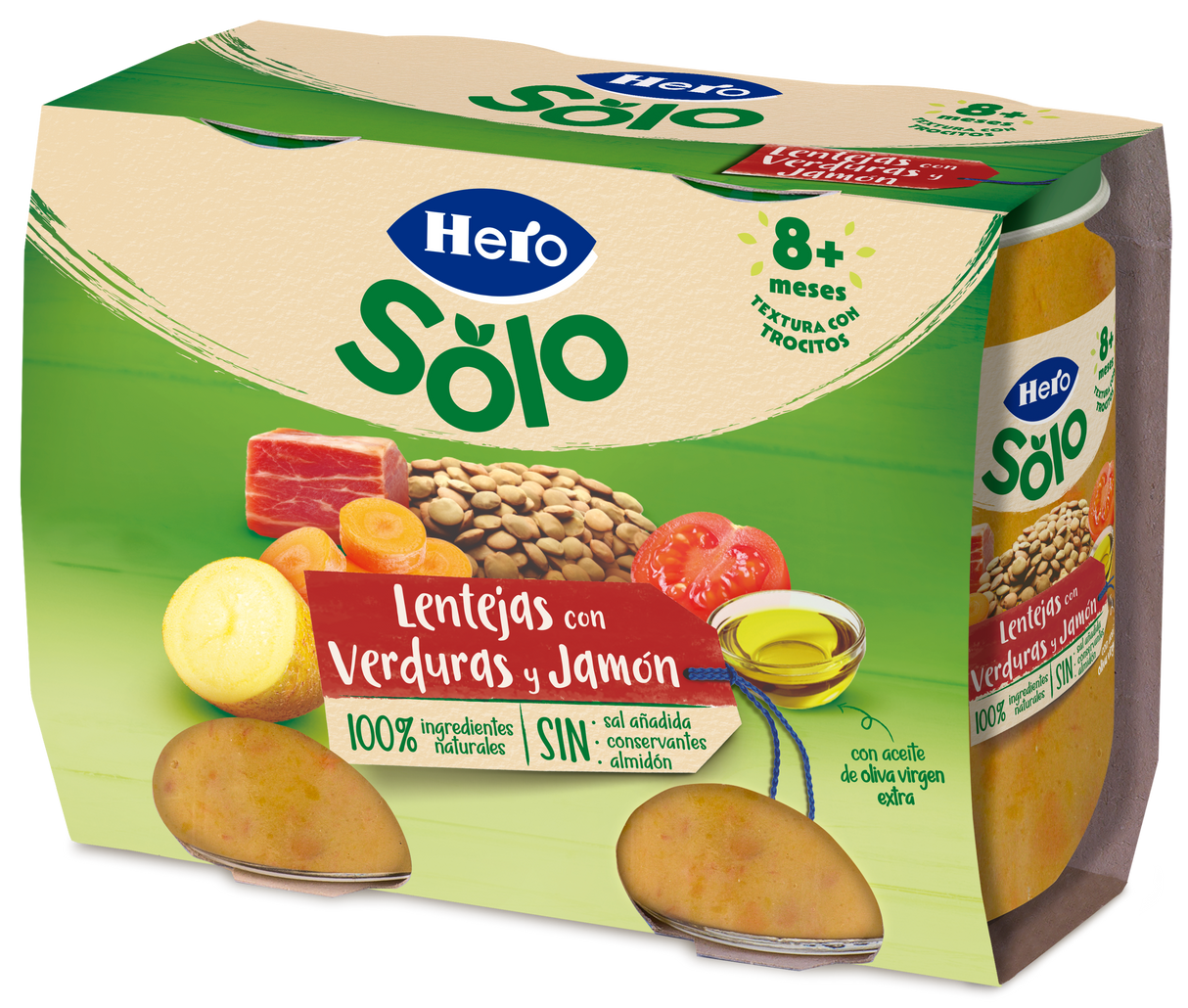 Tarrito Hero Solo lentejas con verduras y jamón