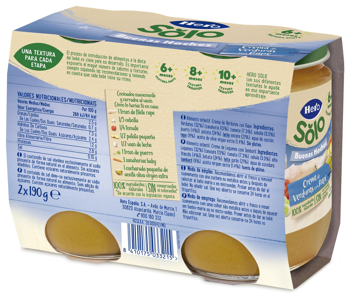 Tarrito Hero Solo crema de verduras con rape