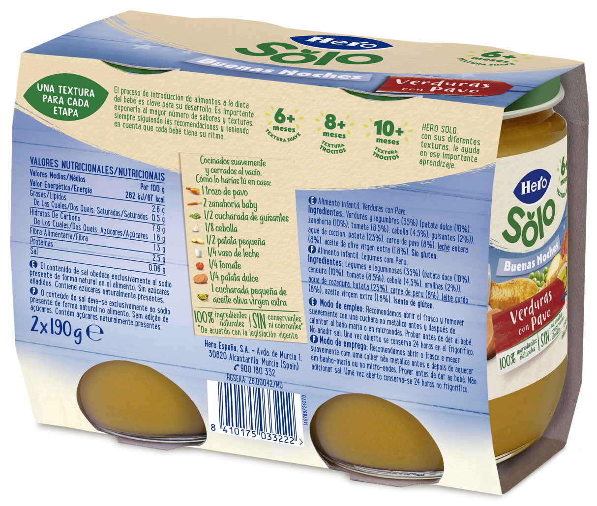 Tarrito Hero Solo verduras con pavo