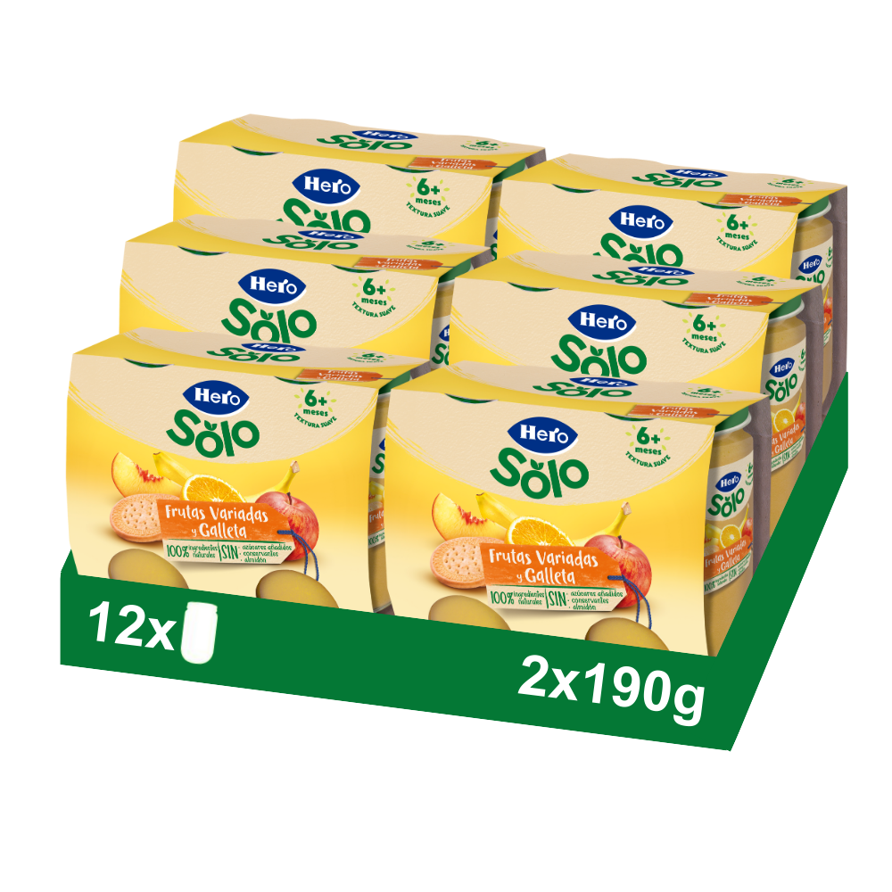 Tarrito Hero Solo frutas variadas y galletas