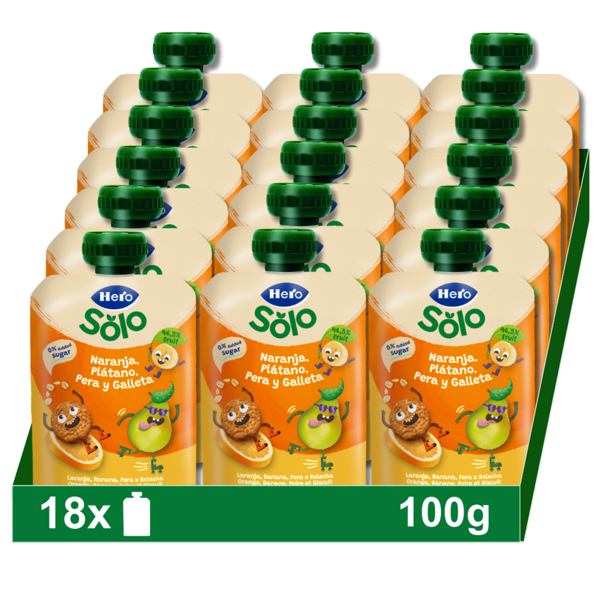 Bolsita Hero Solo naranja plátano pera y galleta