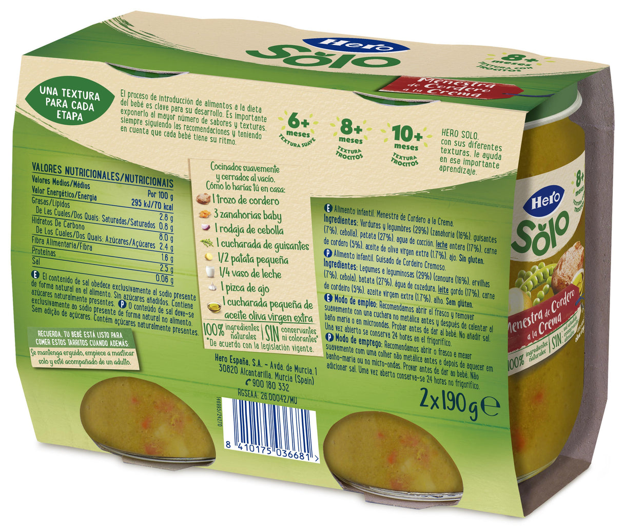 Tarrito Hero Solo menestra de cordero a la crema