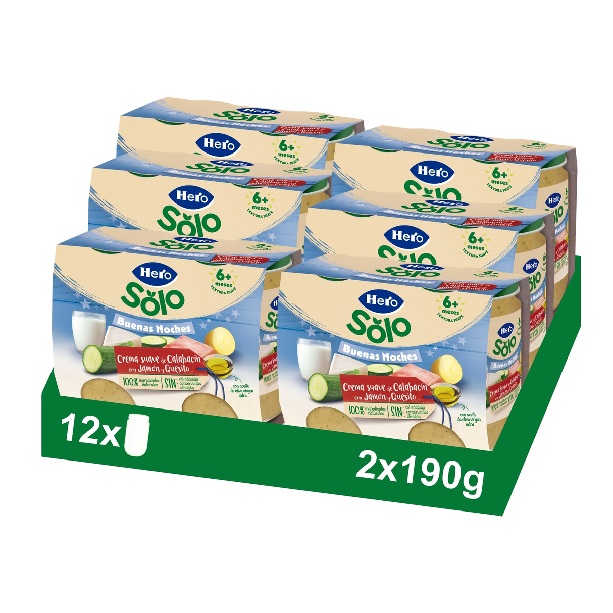 Tarrito Hero Solo crema suave de calabacín con jamón y quesito