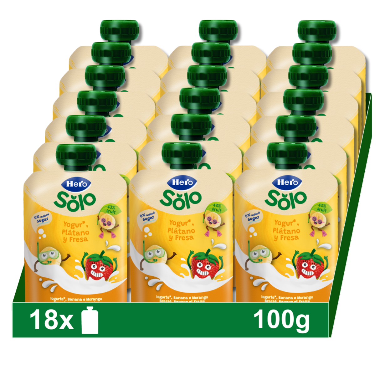 Saqueta Hero iogurte com banana e morango