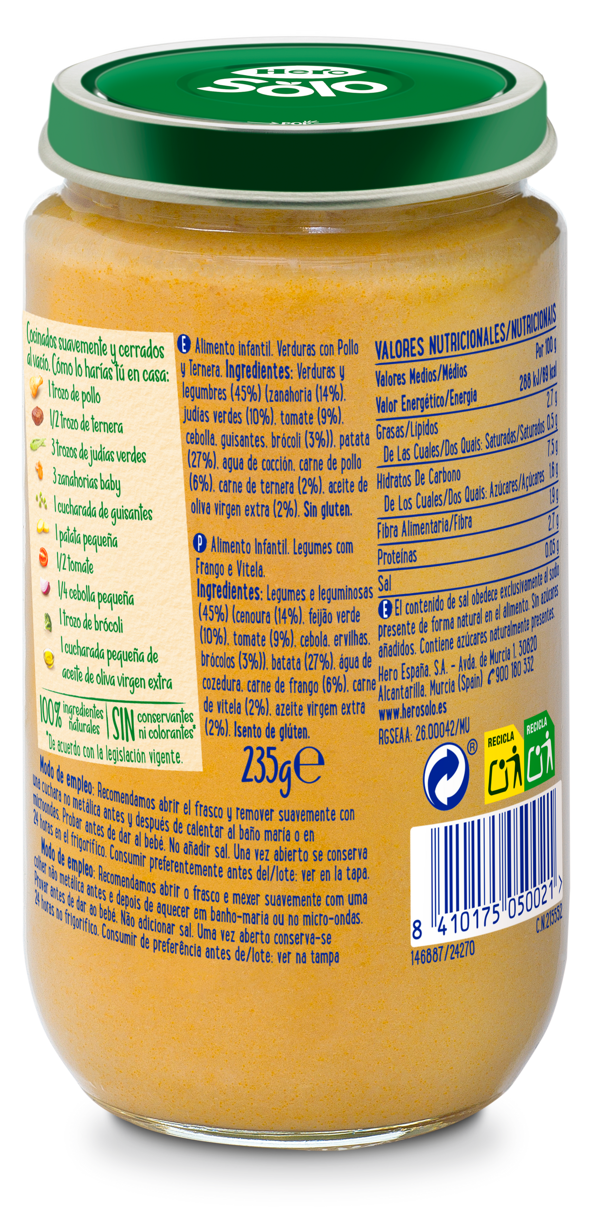 Hero Baby pote de legumes com frango e carne