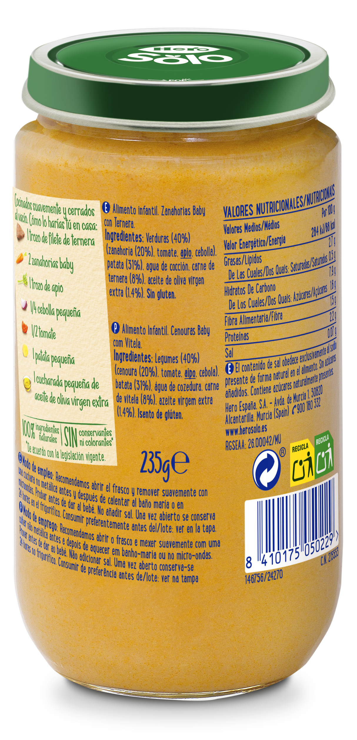 Tarrito Hero Solo zanahorias baby con ternera