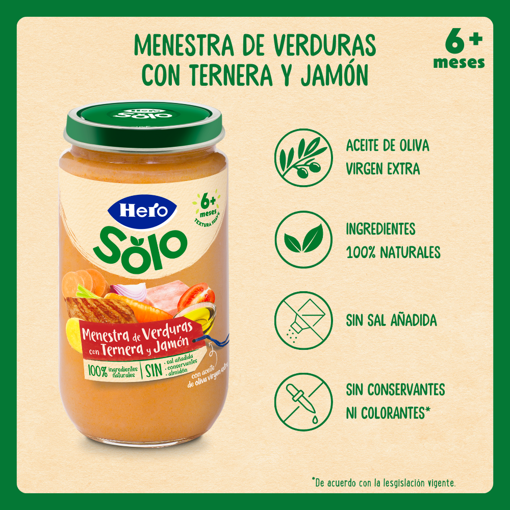 Tarrito Hero Solo Menestra de Verduras con Ternera y Jamón