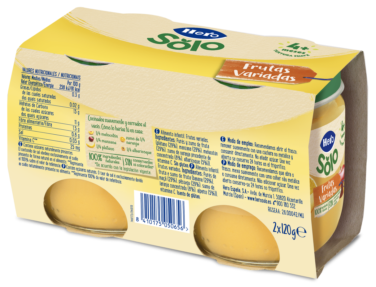 Pote Hero Baby com diversas frutas