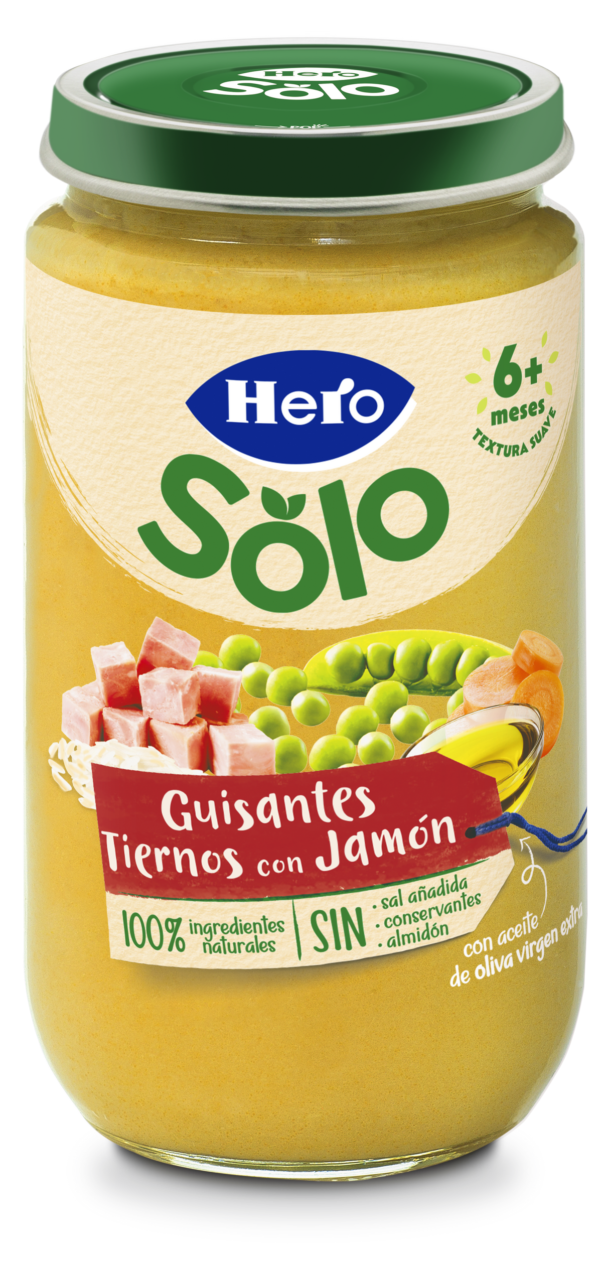 Tarrito Hero Solo guisantes tiernos con jamón