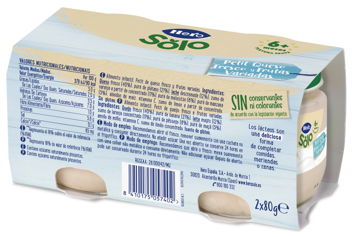 Tarrito Hero Solo petit queso fresco y frutas variadas