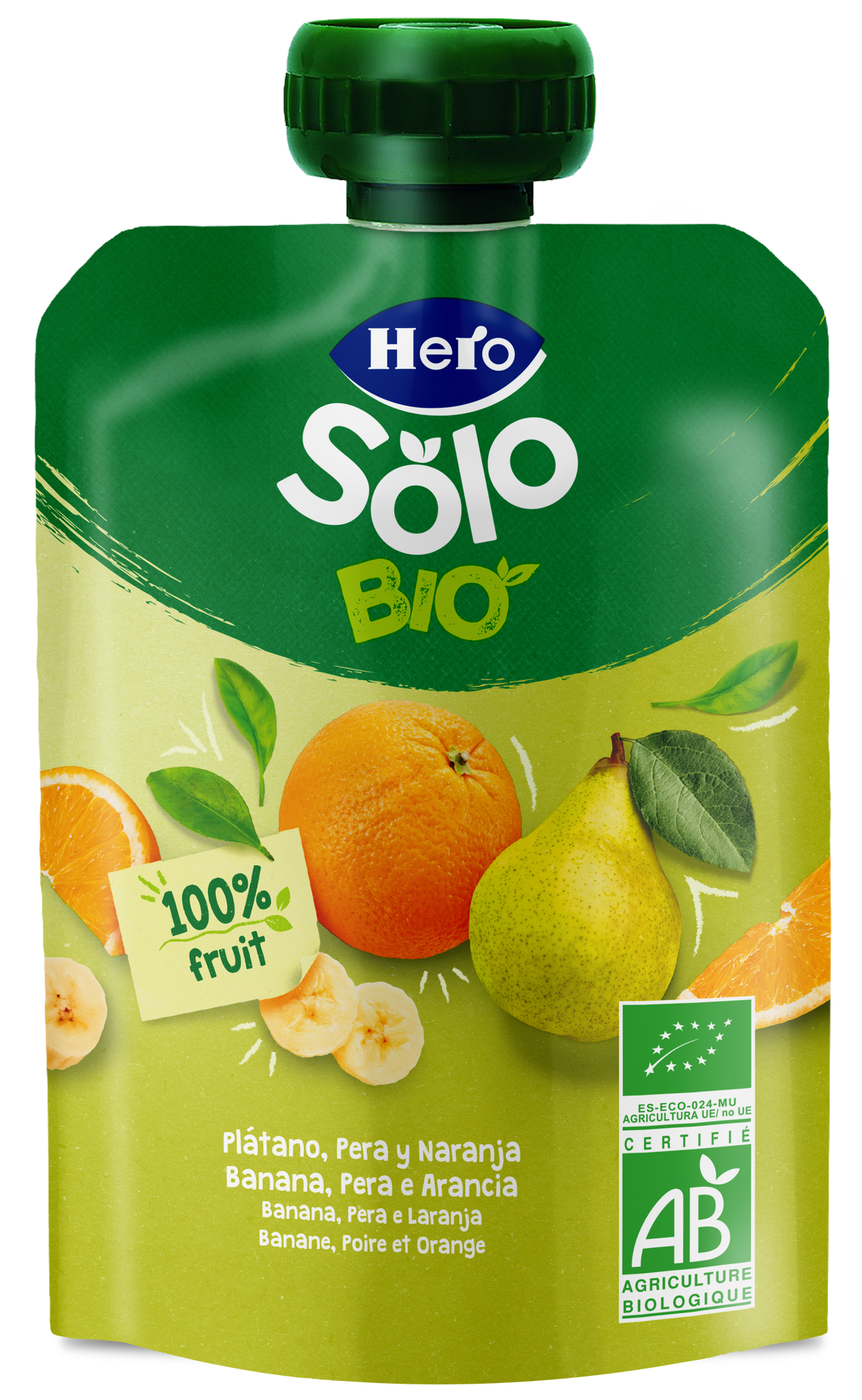 Bolsita Hero Solo Bio plátano, pera y naranja