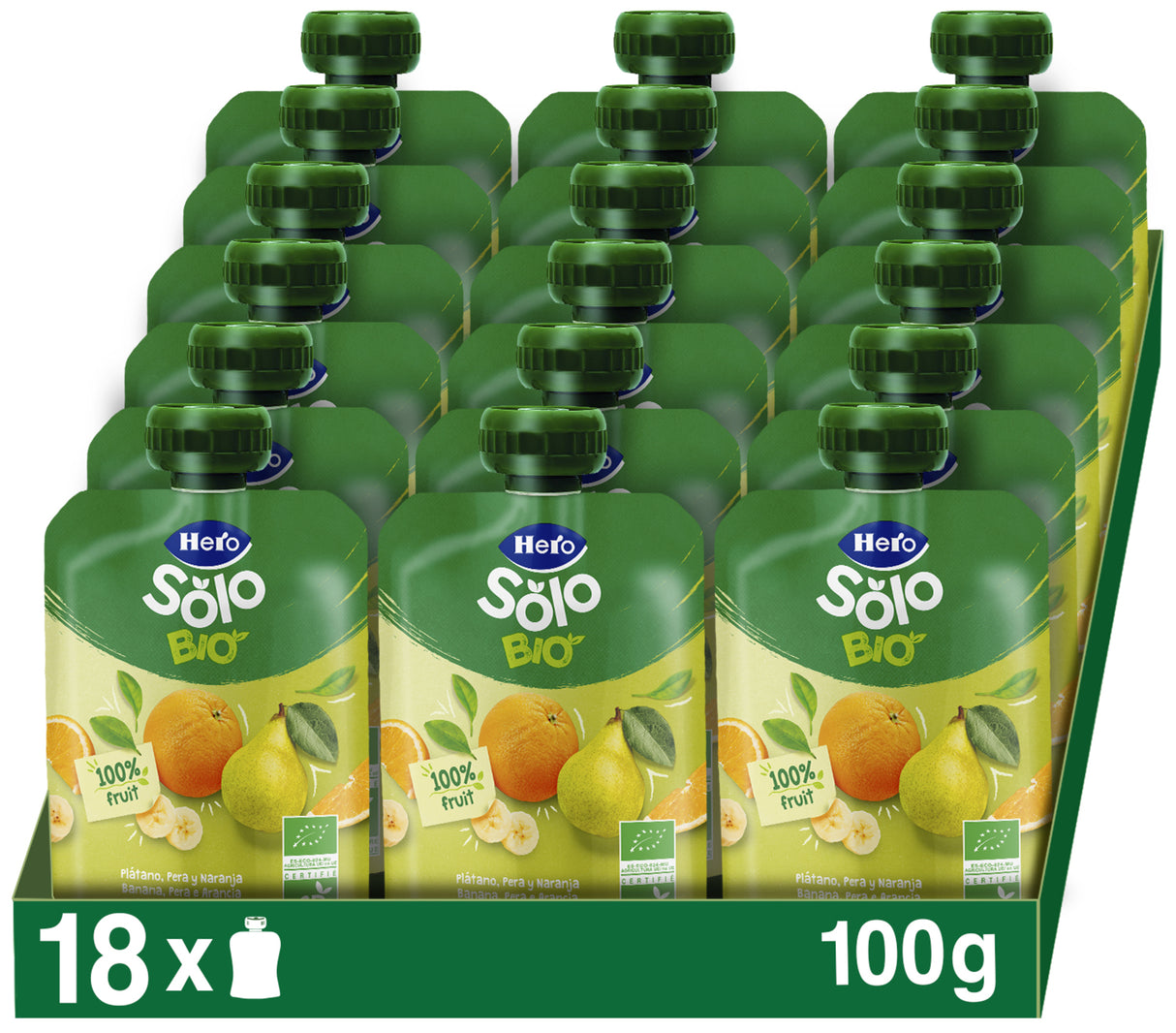 Bolsita Hero Solo Bio plátano, pera y naranja