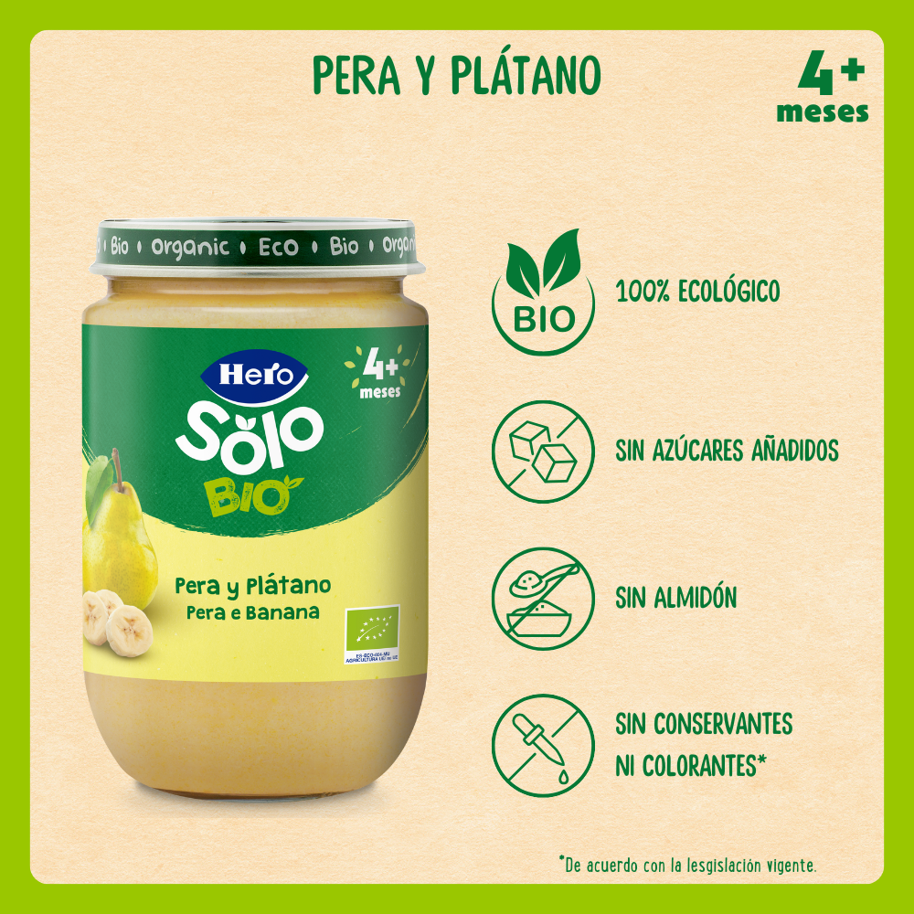 Tarrito Hero Solo Bio pera y plátano