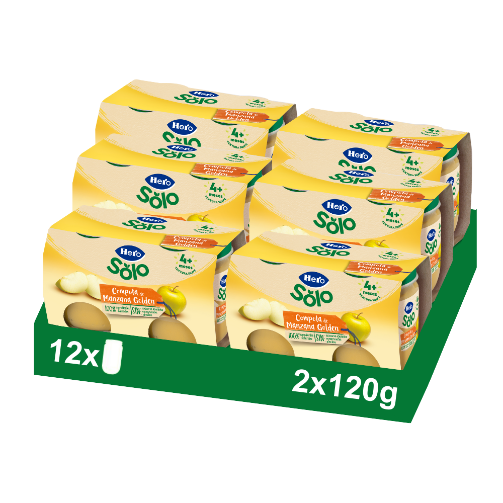 Pote de compota de maçã dourada Hero Baby