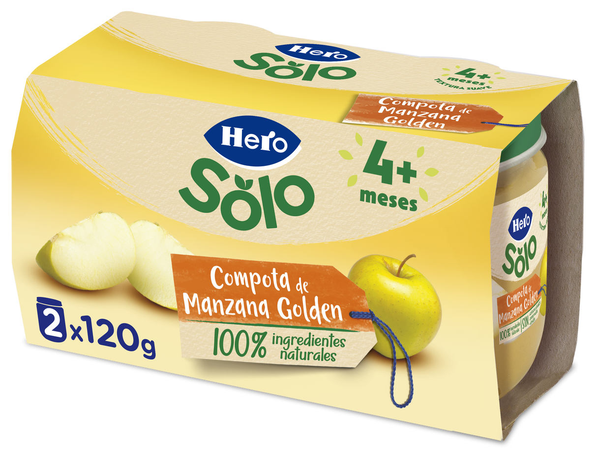 Pote de compota de maçã dourada Hero Baby