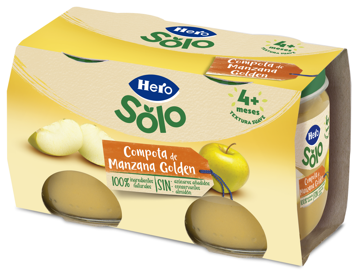 Pote de compota de maçã dourada Hero Baby