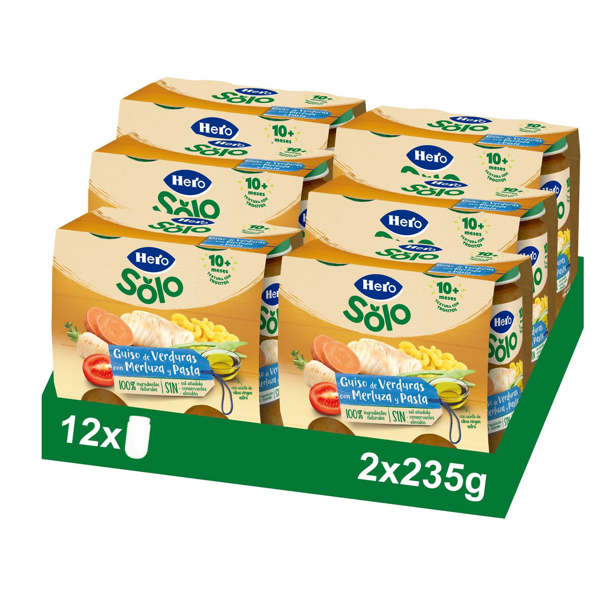 Tarrito Hero Solo guiso de verduras con merluza y pasta