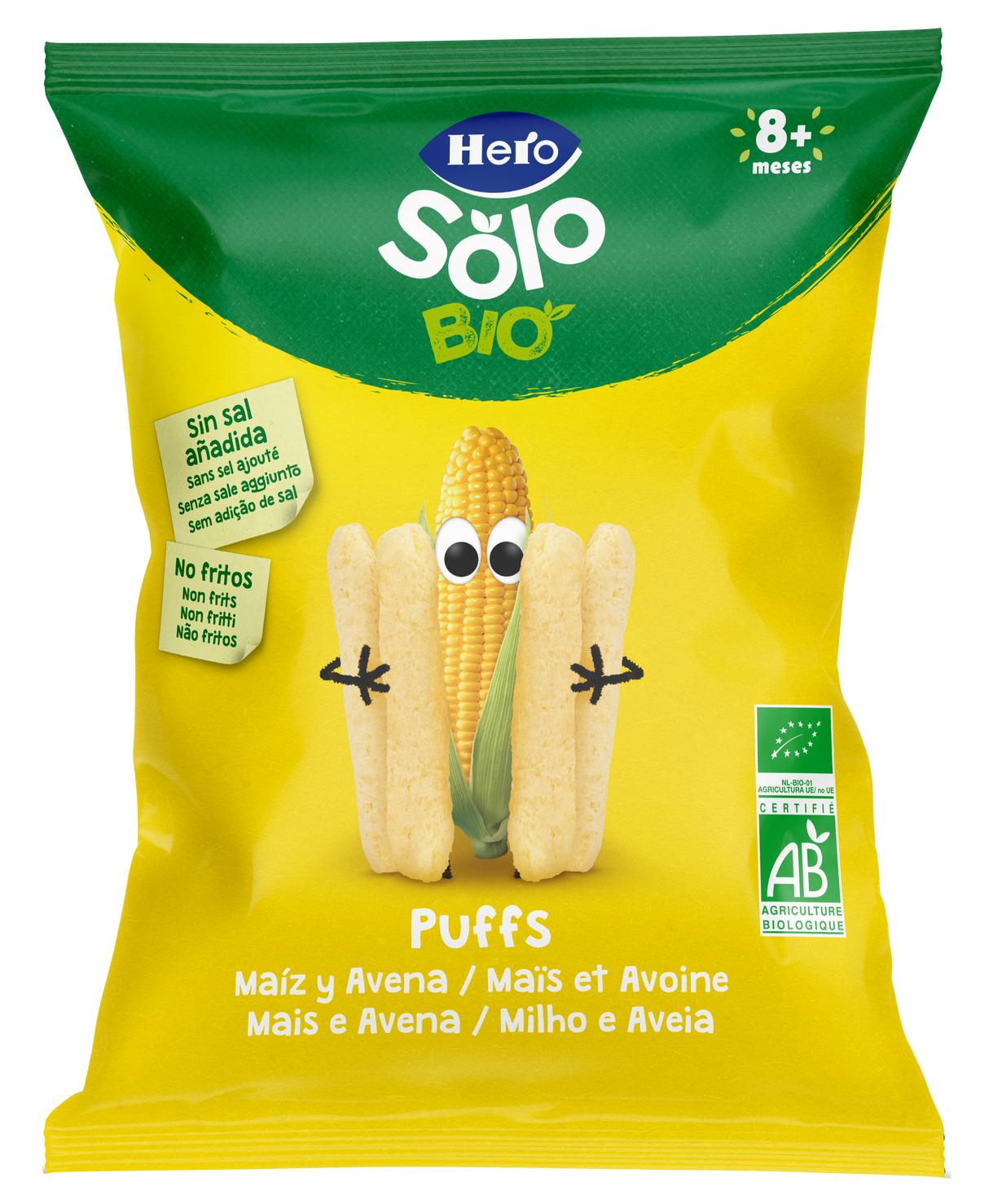 Snacks Hero Solo Bio puffs maíz y avena