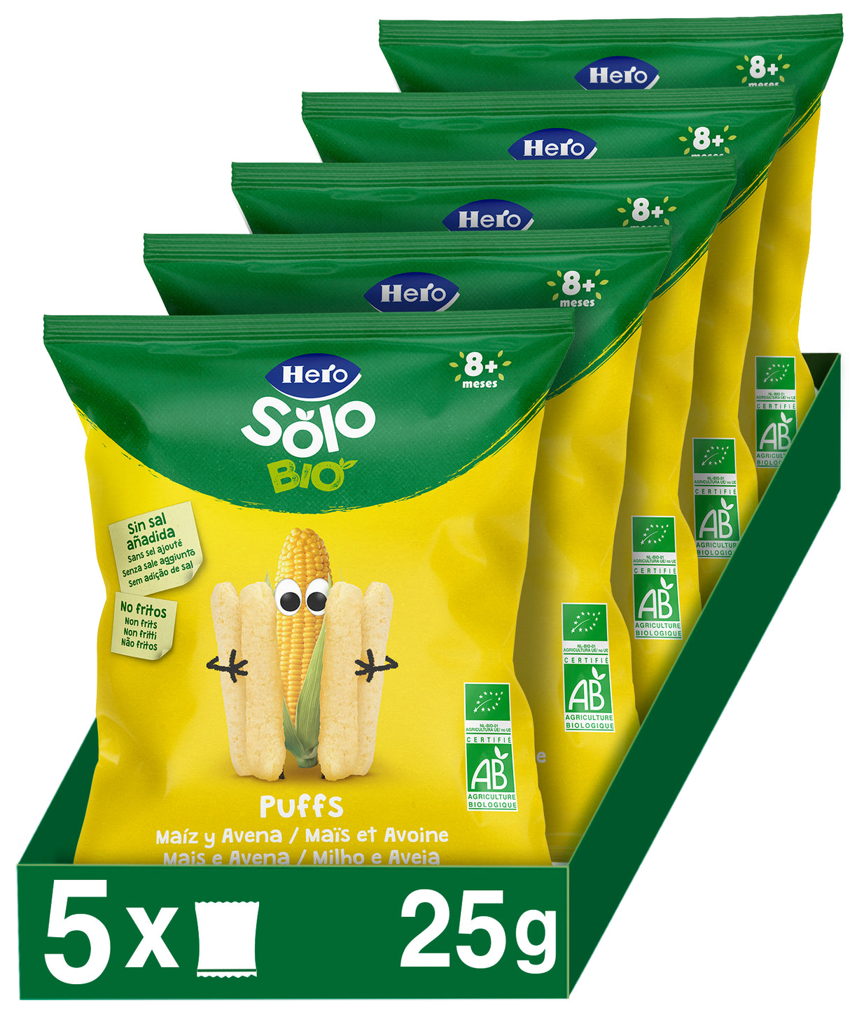 Snacks Hero Solo Bio puffs maíz y avena
