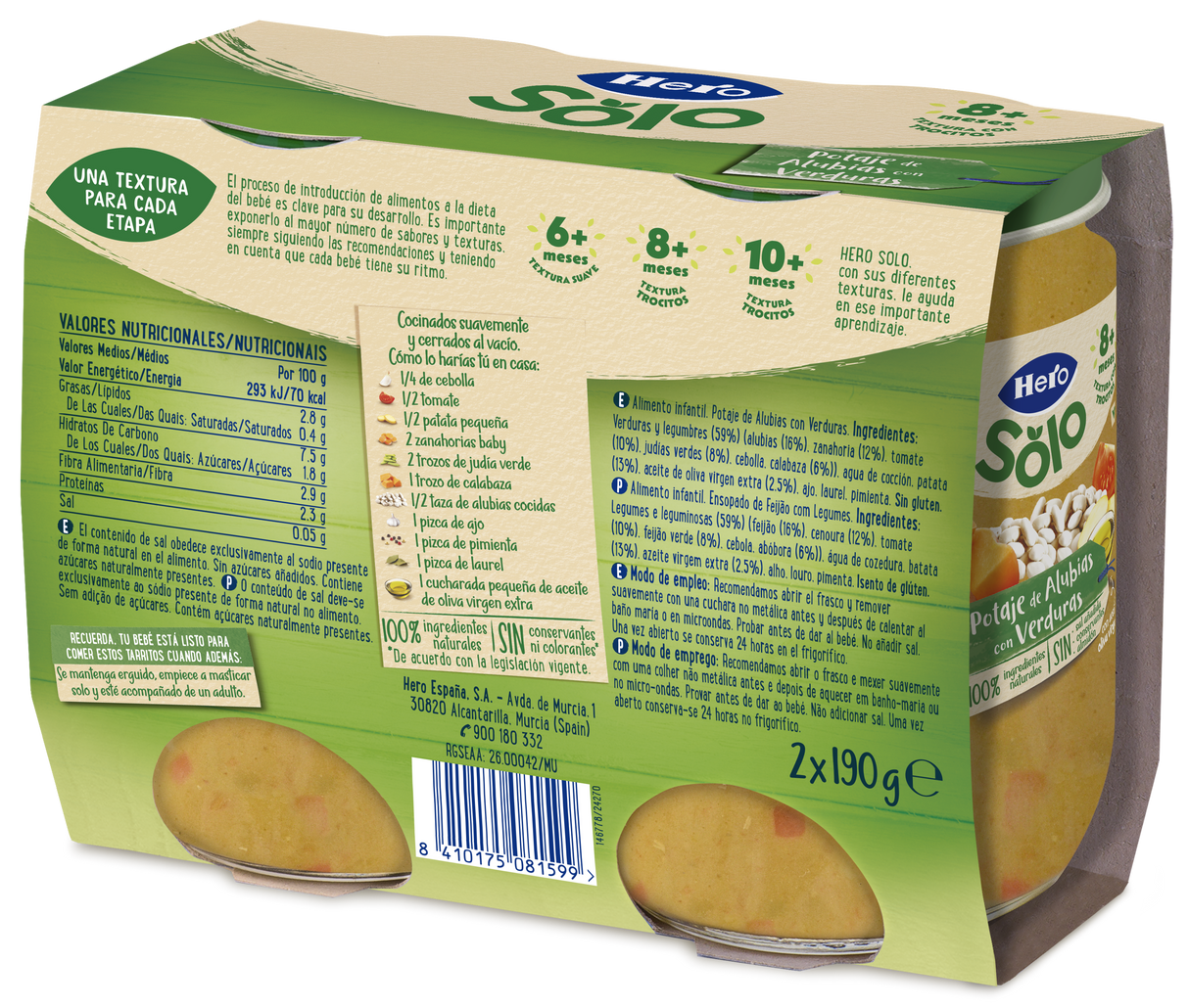 Tarrito Hero Solo potaje de alubias y verduritas