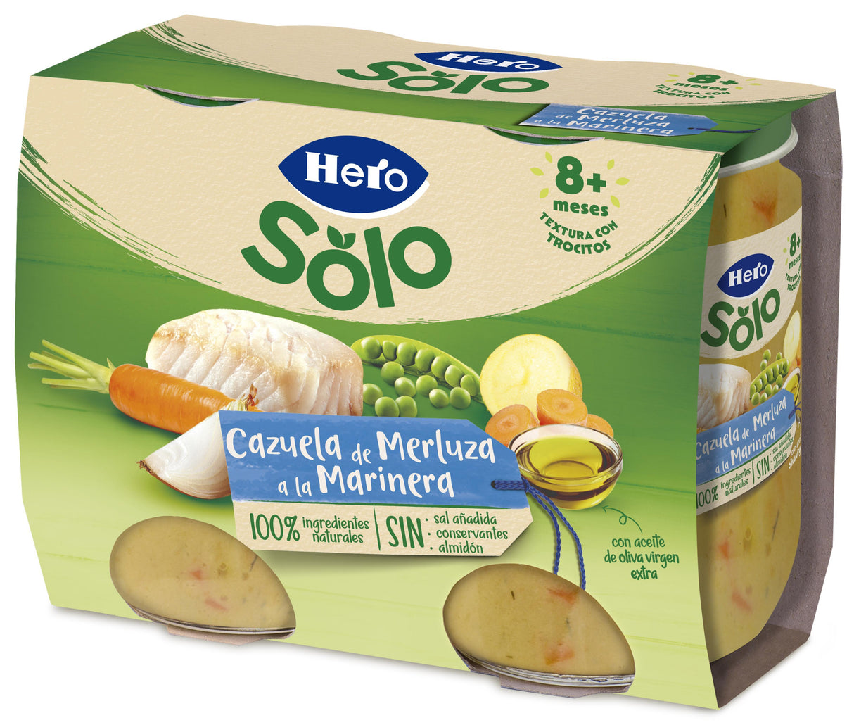 Pote Hero Baby de caçarola de pescada com frutos do mar