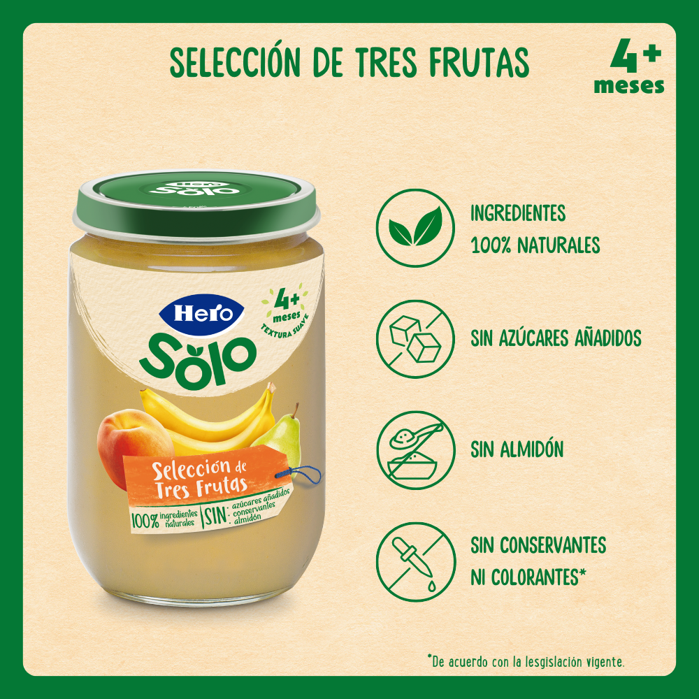 Seleção de pote Hero Baby com três frutas