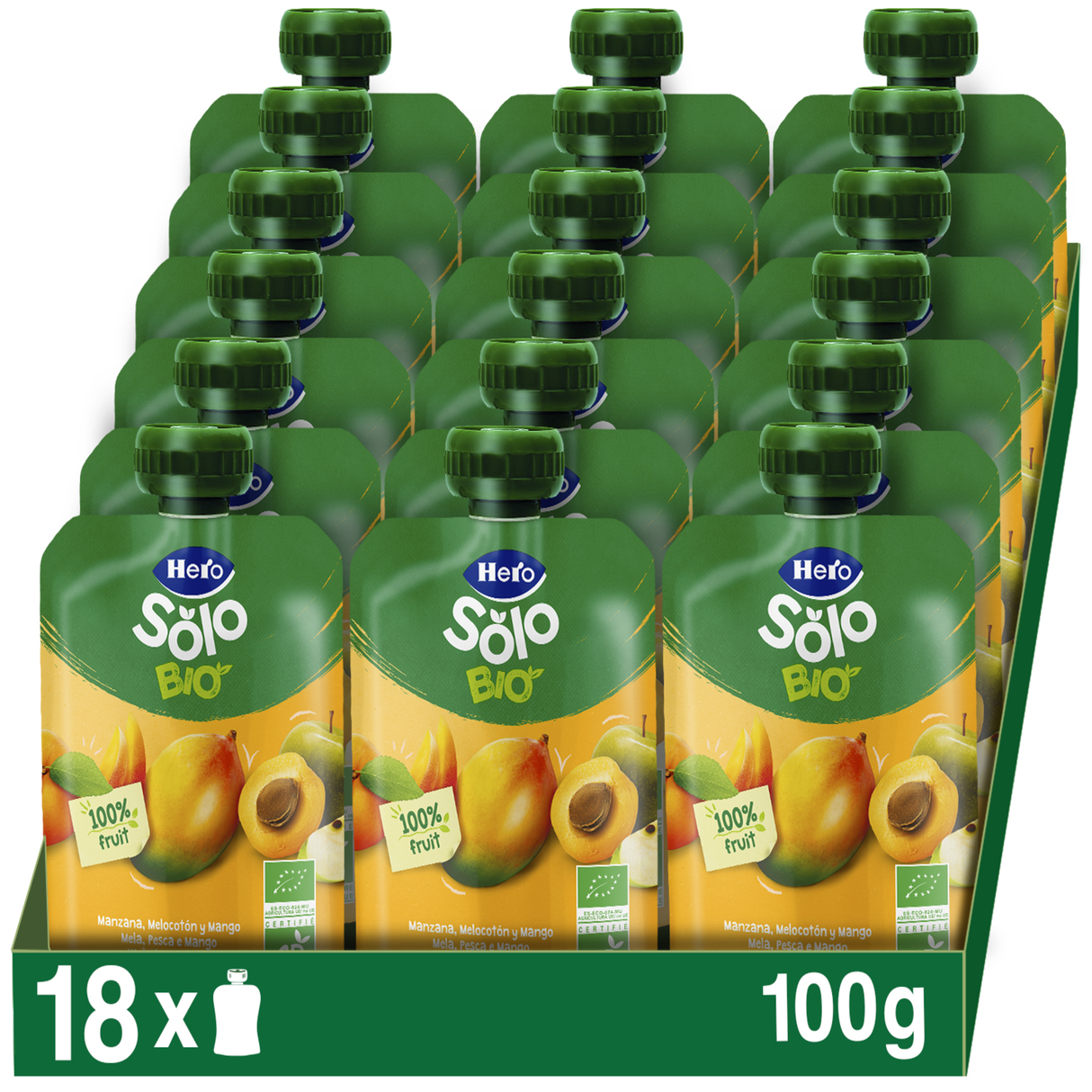 Bolsita Hero Solo Bio manzana melocotón y mango