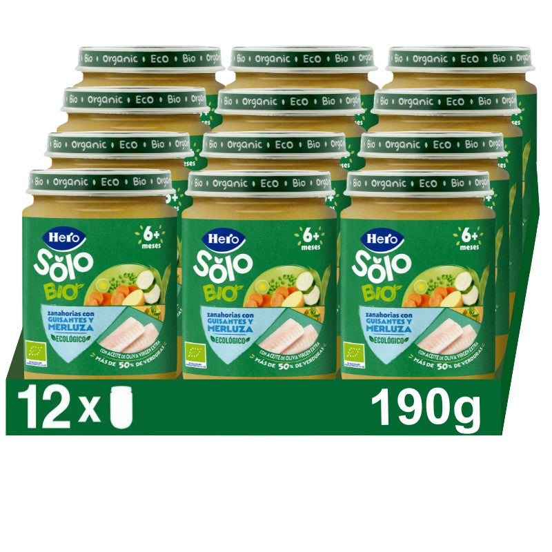 Tarrito Eco Hero Solo zanahoria guisantes y merluza