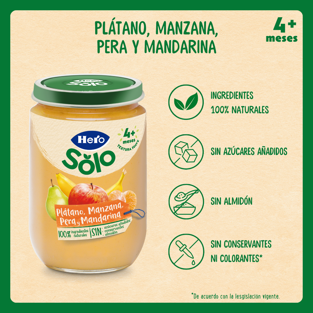 Tarrito Hero Solo plátano manzana pera y mandarina