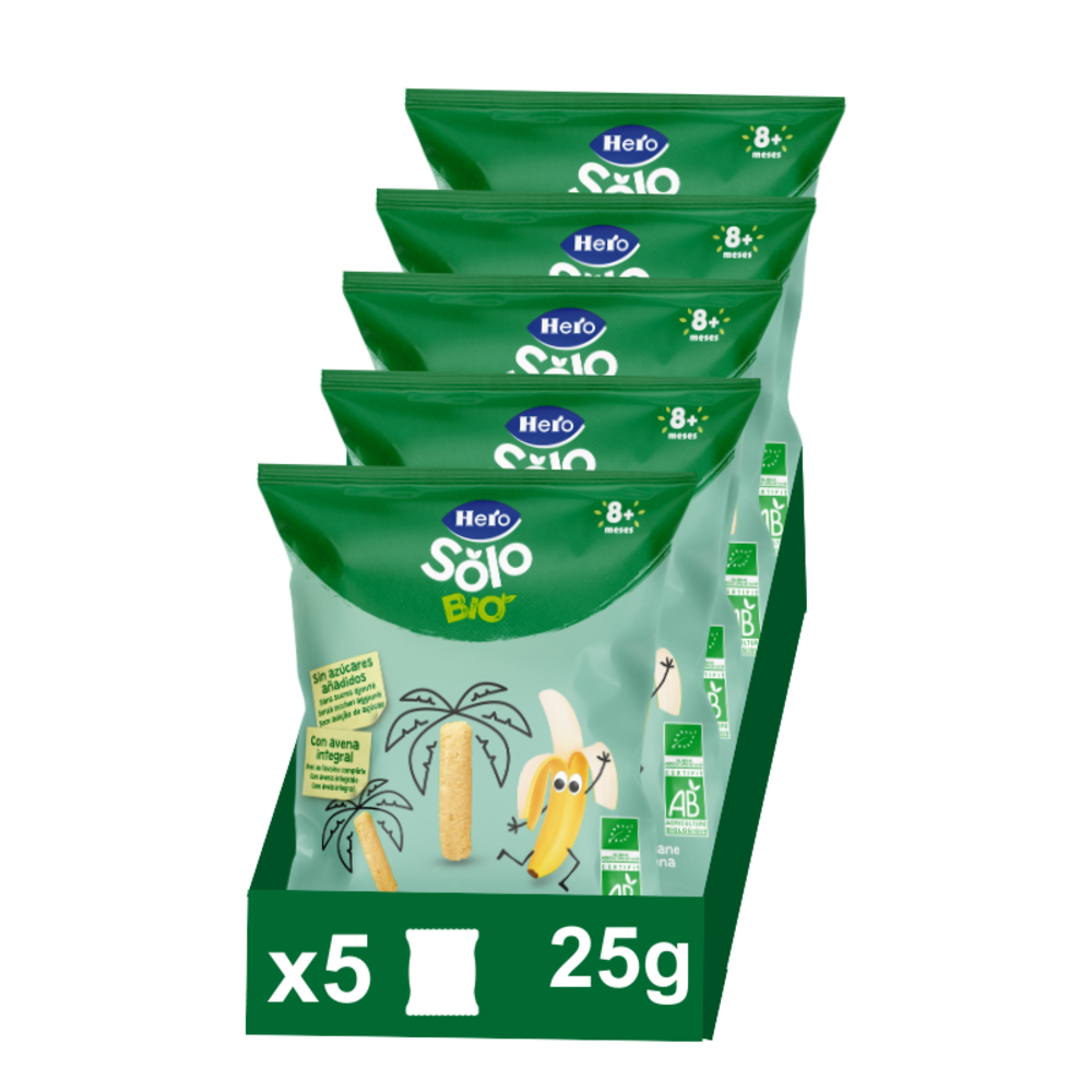 Snacks Hero Solo Bio Puffs maíz avena y plátano