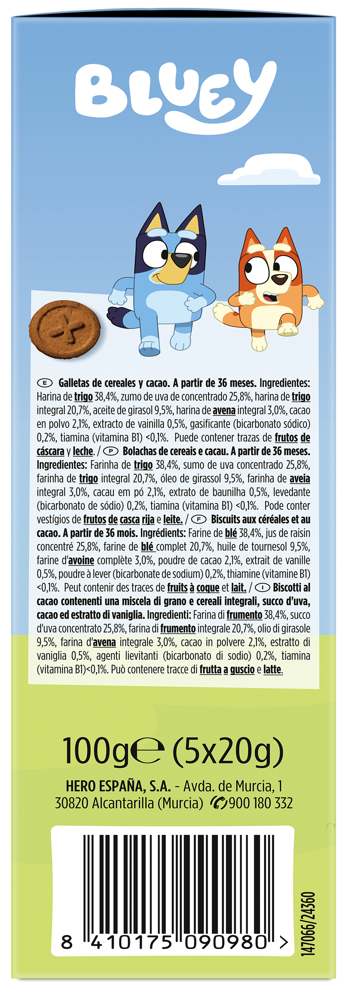 Galletas Hero Kids Bluey cacao
