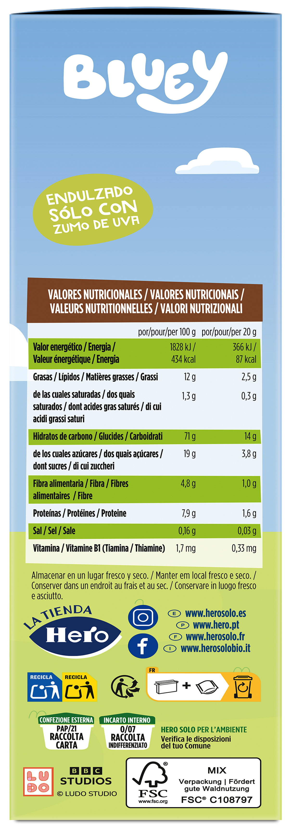 Galletas Hero Kids Bluey cacao