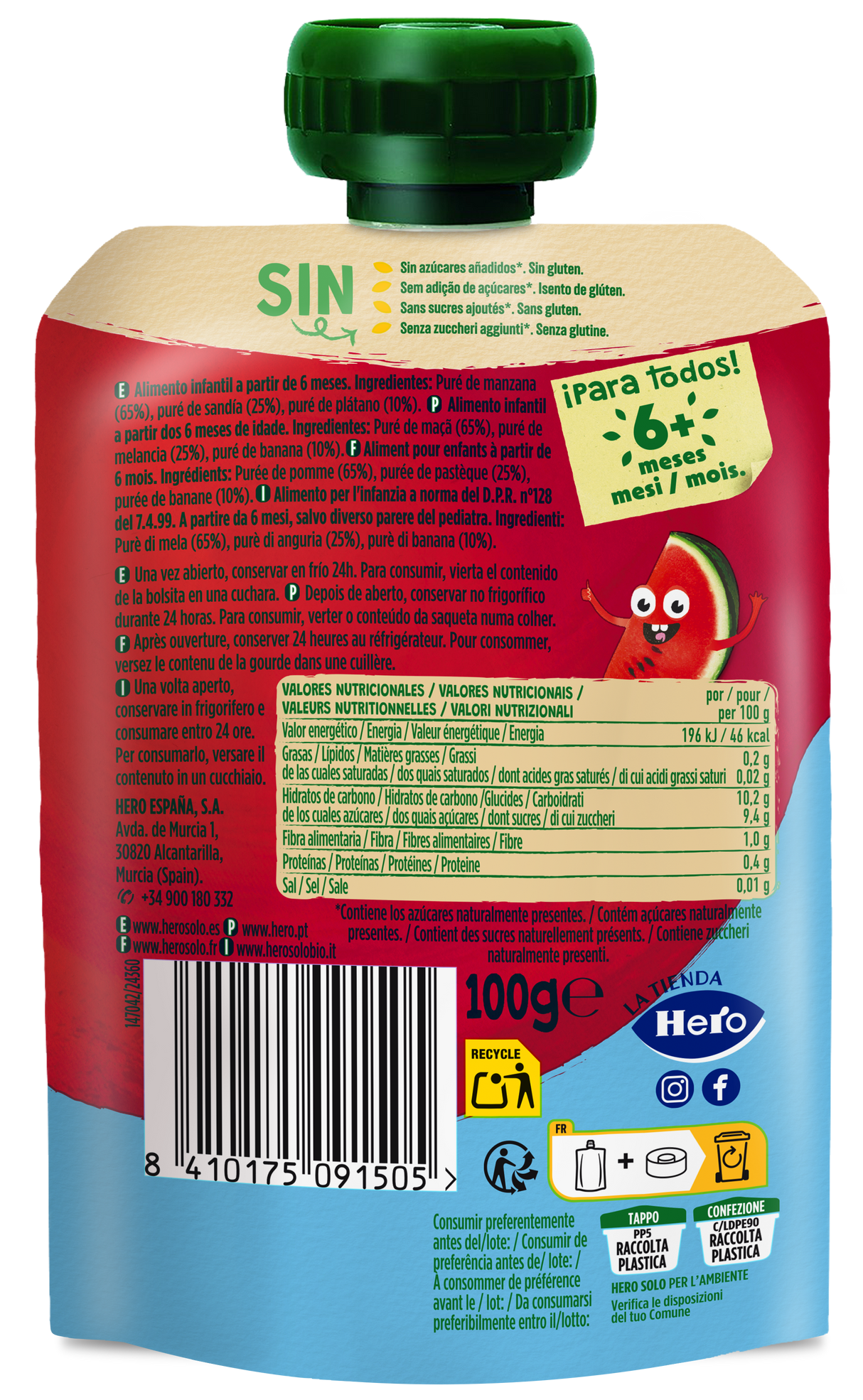 Bolsita Hero Solo Manzana Sandía y Plátano