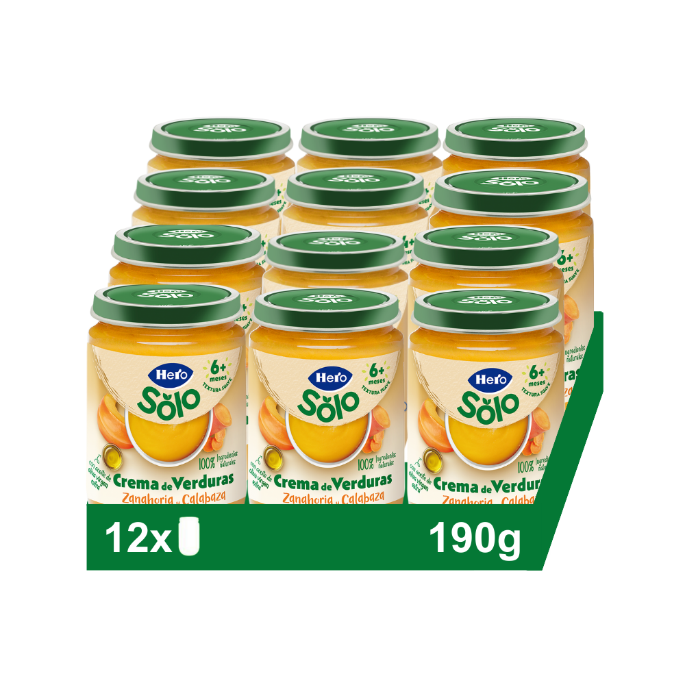 Tarrito Hero Solo crema de verduras zanahoria y calabaza