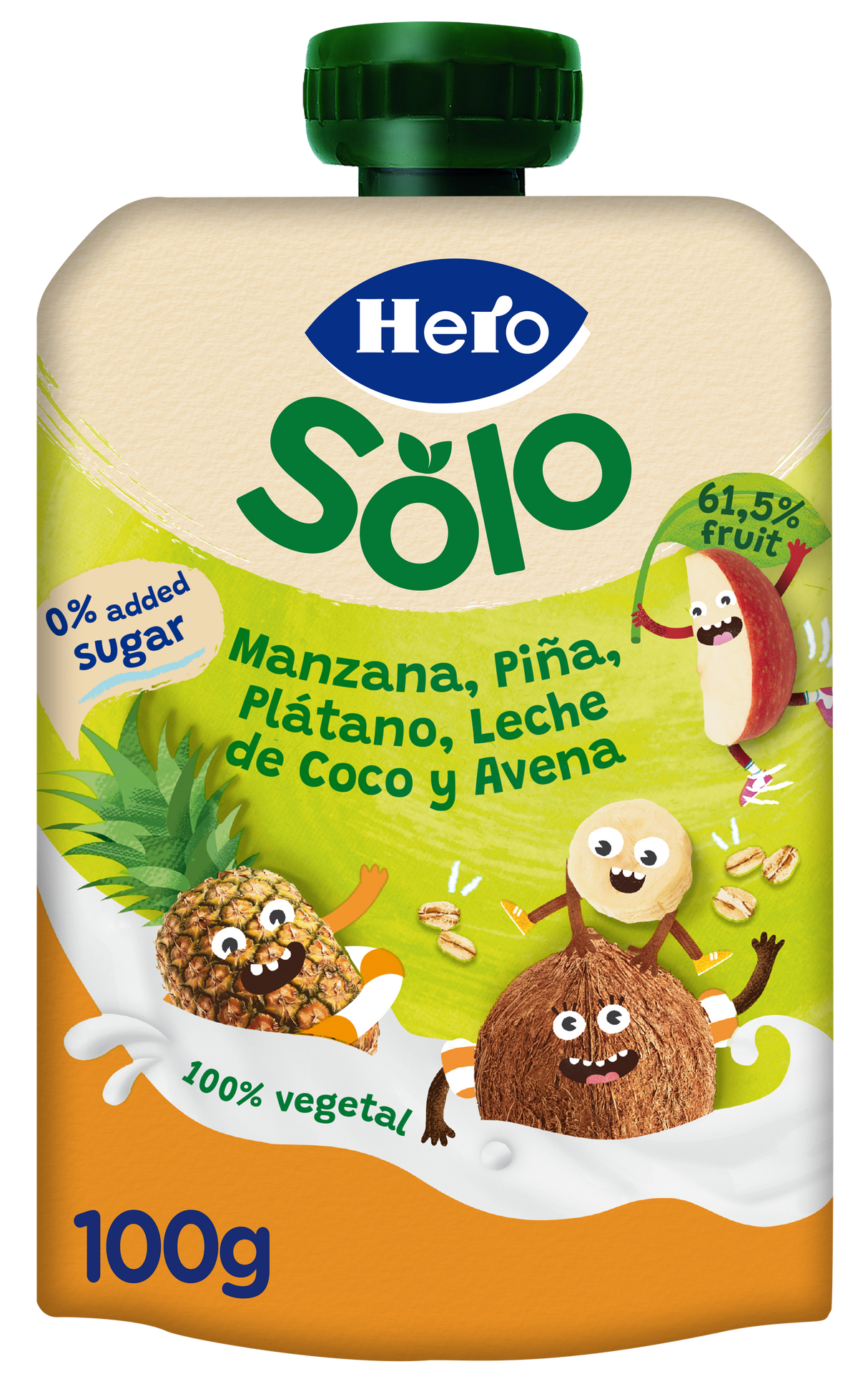 Bolsita Hero Solo Manzana, Piña, Plátano, Leche de coco y Avena