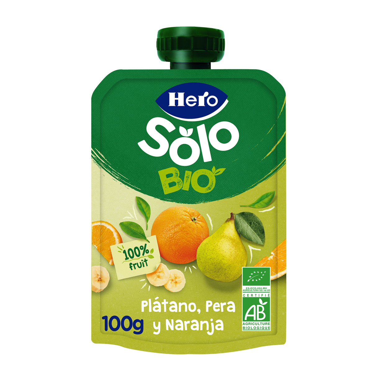Bolsita Hero Solo Bio plátano, pera y naranja