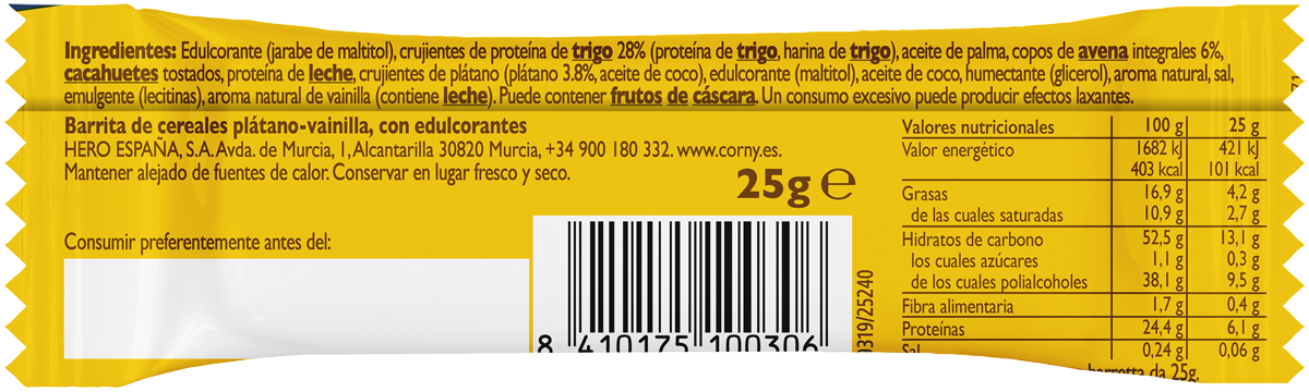 Barrita Corny Protein Banana-Vainilla