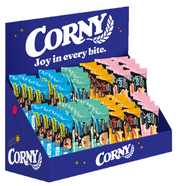 Expositor Barritas Corny Protein Soft y Crunchy 48 unidades