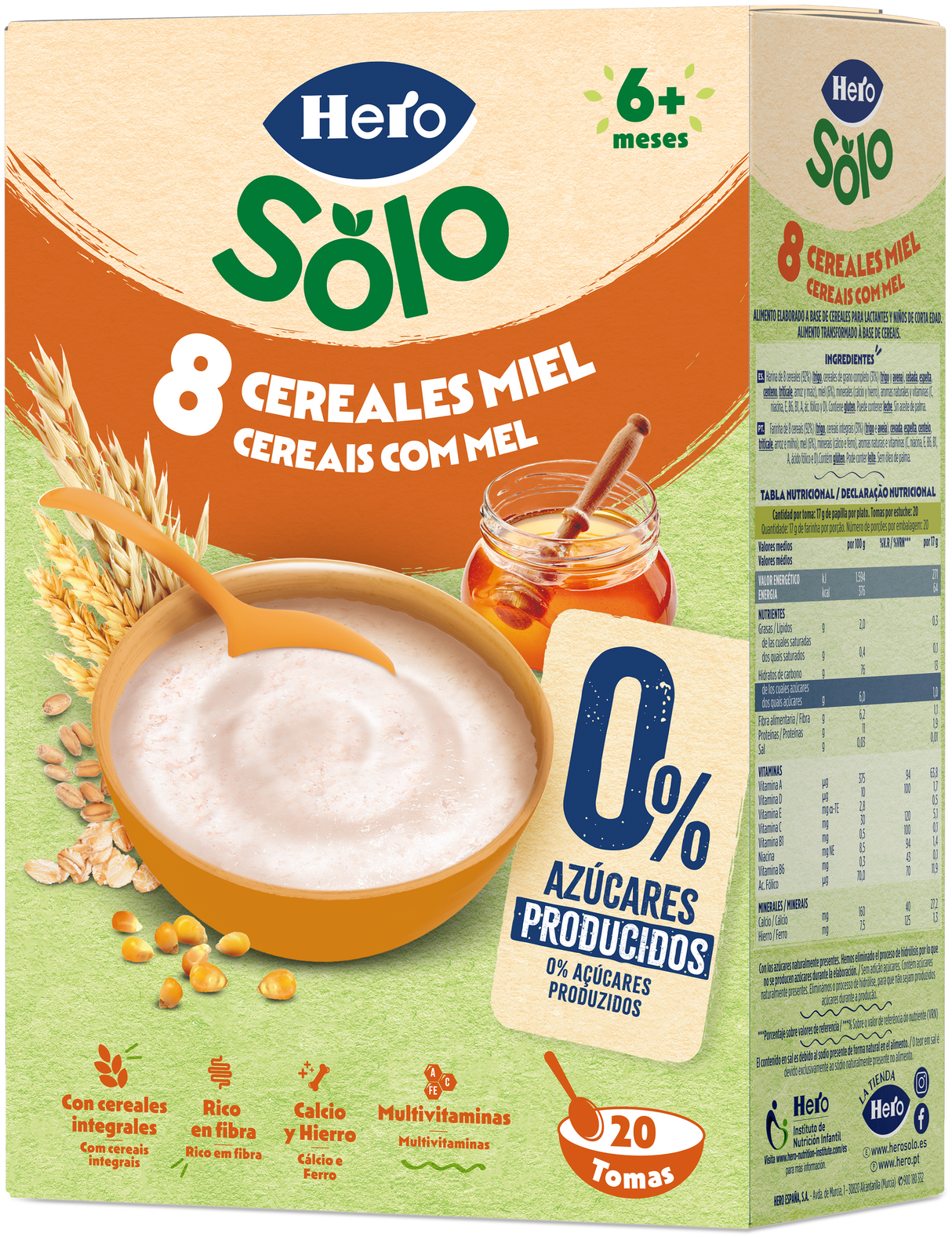Papilla Hero Solo 8 cereales con miel