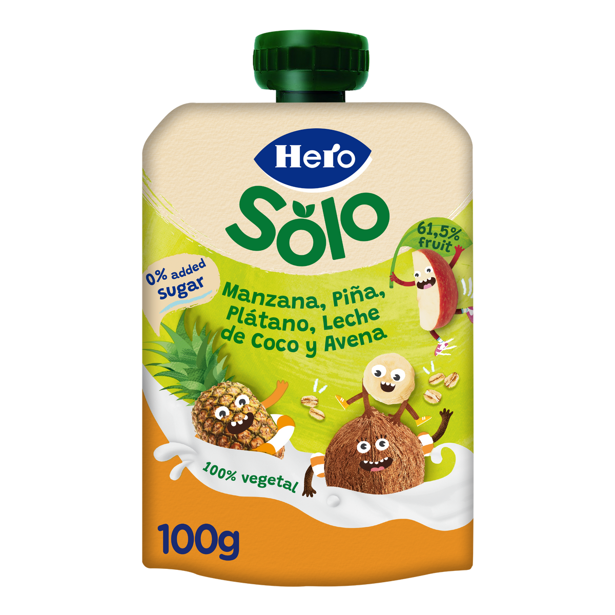 Bolsita Hero Solo Manzana, Piña, Plátano, Leche de coco y Avena