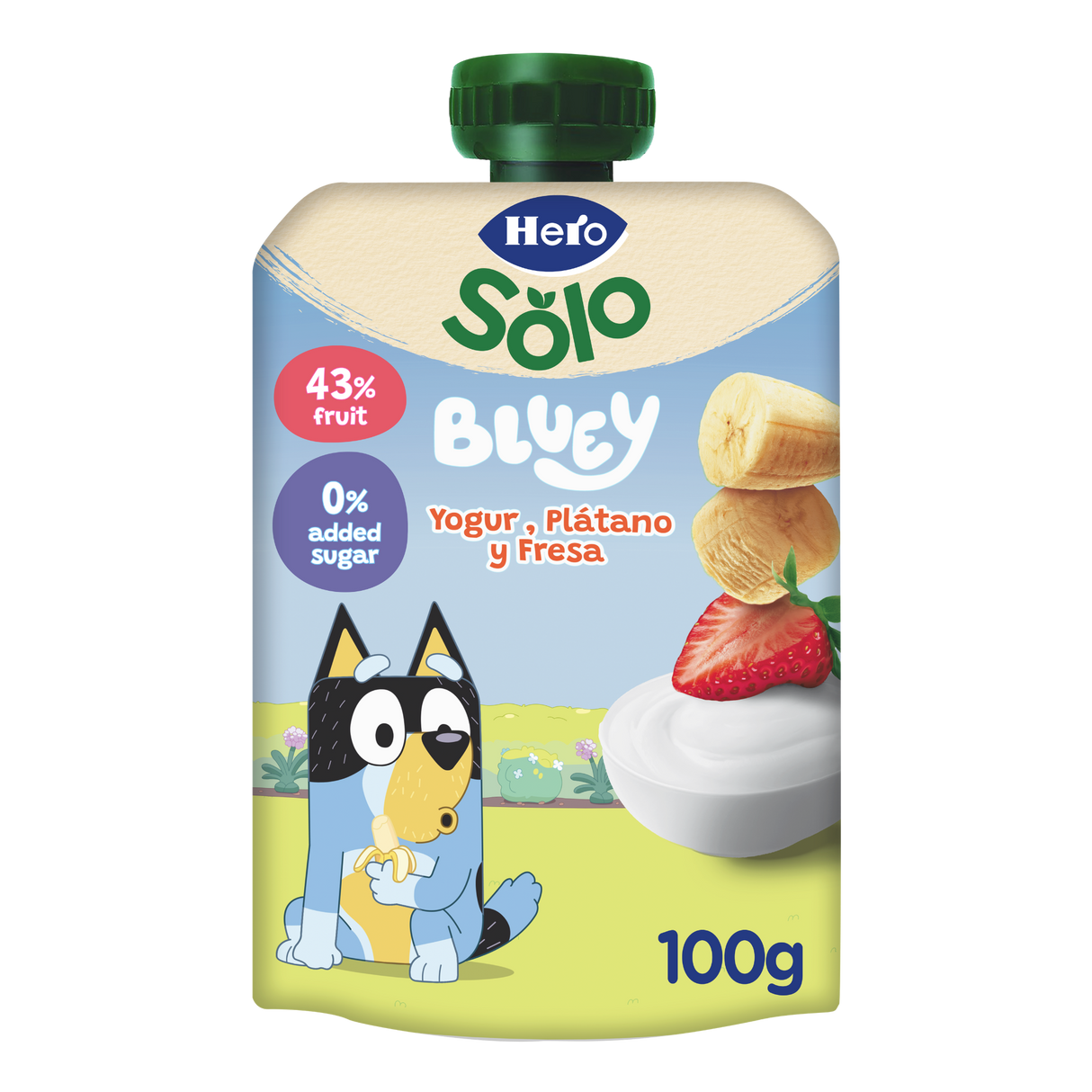 Bolsita Hero Solo yogur plátano y fresa Bluey