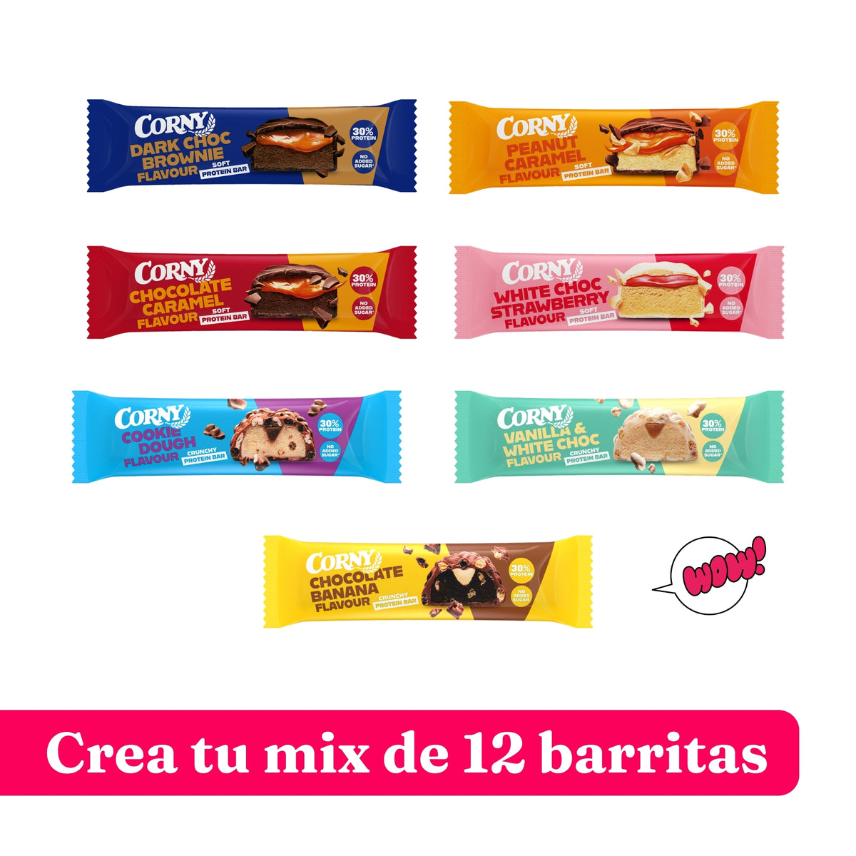 Pack personalizable 12 barritas Corny Protein Crunchy & Soft