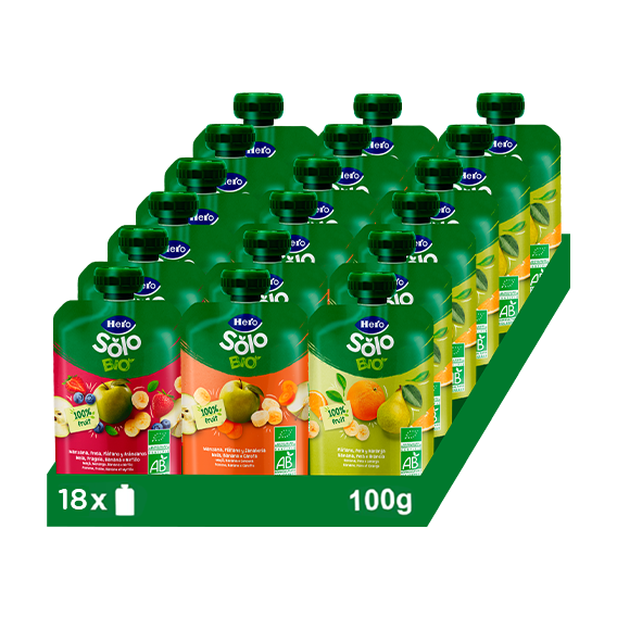 Pack de 18 saquetas de fruta Hero Solo Bio