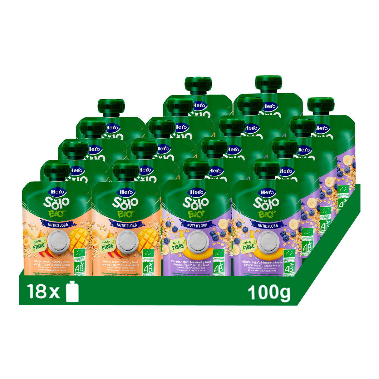 Pack de 18 saquetas Nutriflora Hero Solo Bio