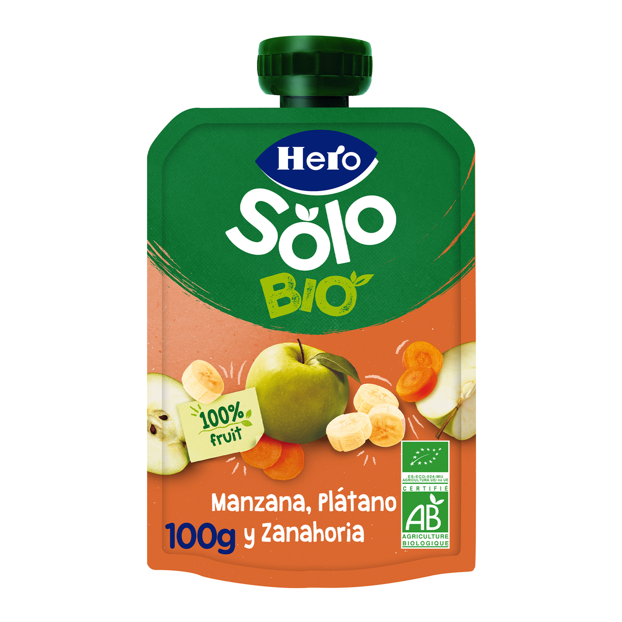 Saqueta Eco Hero Solo maçã, banana e cenoura