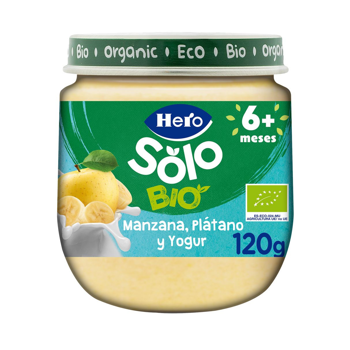 Boião Hero Solo Bio maçã, banana e iogurte